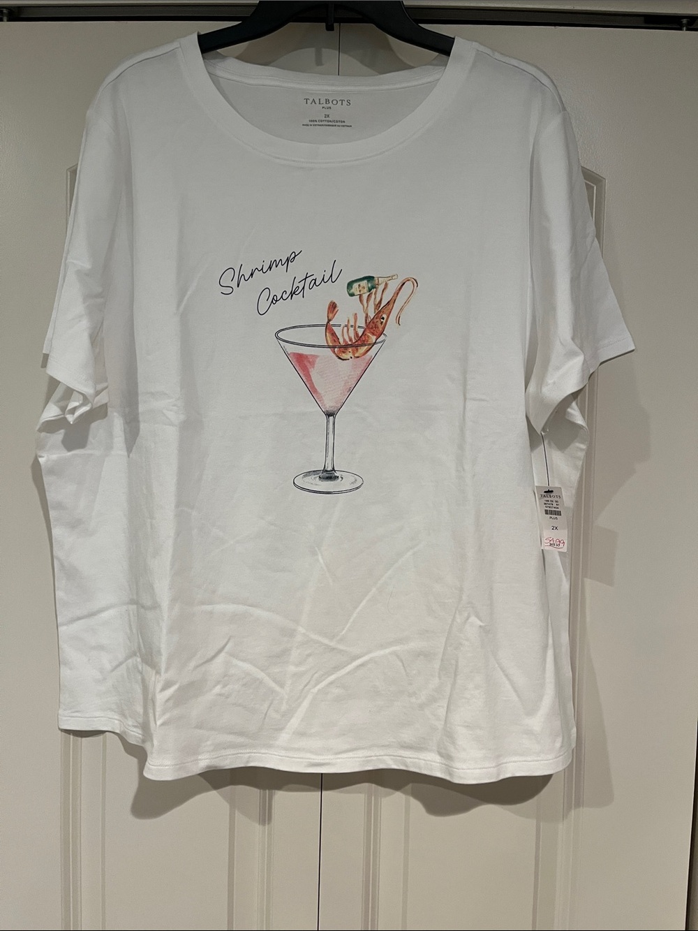 Talbots White Shrimp Cocktail Graphic Tee